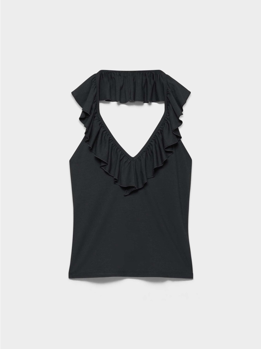 Aritzia Black Ruffle Wilfred V-Neck Sleeveless Tank Small